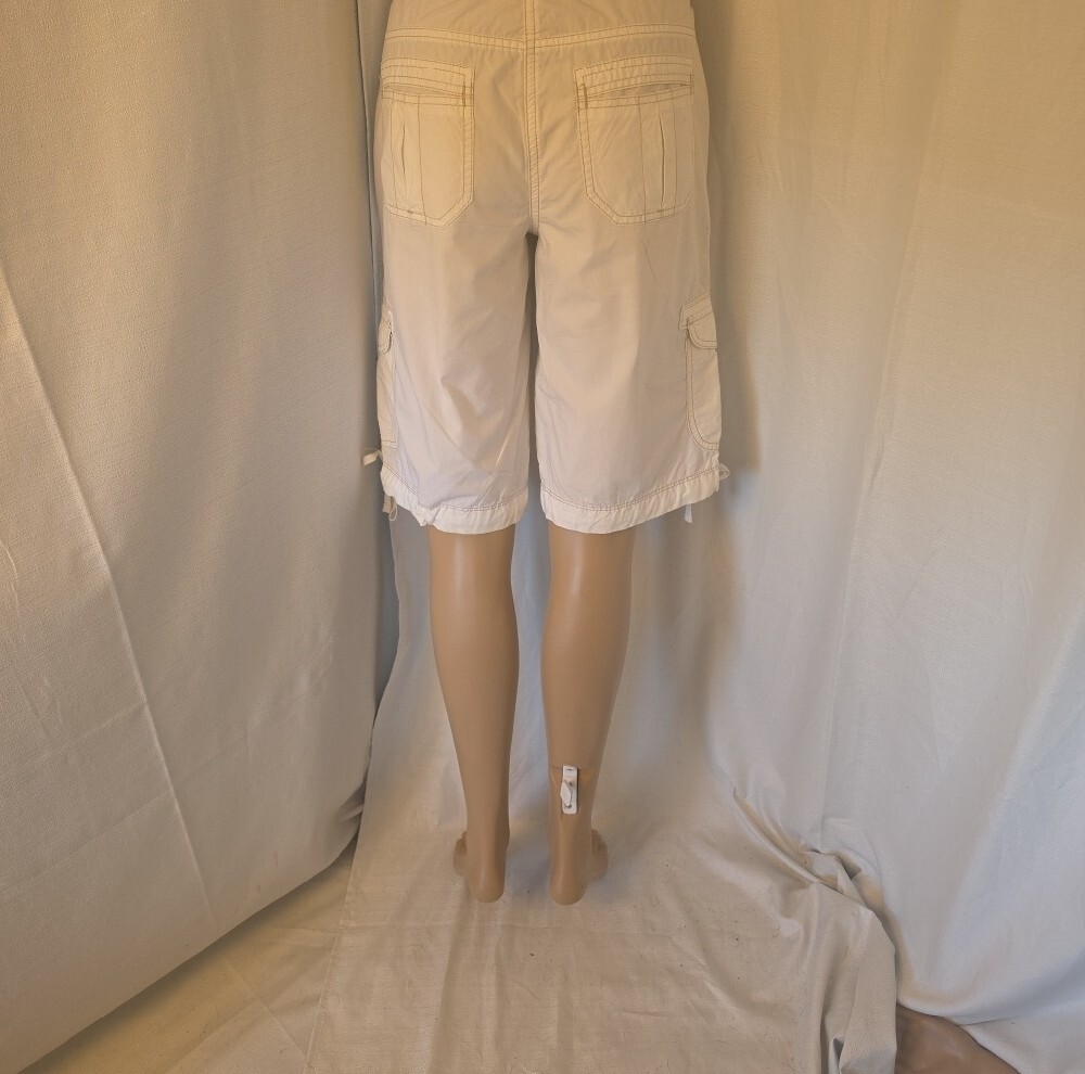 Tommy Hilfiger 100% Cotton White Capri Cargo Bermuda Shorts with Hem Ties Size 6 - Picture 4 of 10
